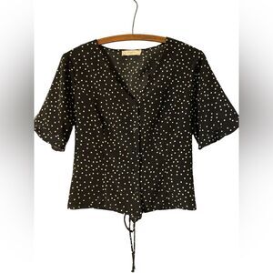 Elodie Navy with white Polka Dots Top Size M